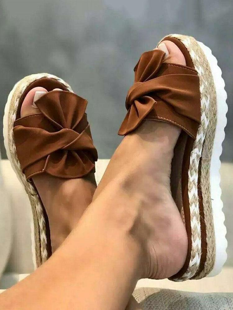 Slippers | Women Heel Slipper Brown Open Toe Flat Heel Slip-On Terry Upper Heel Mules Shoes Slippers