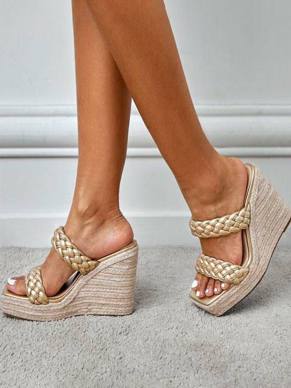 Sandals | Braided Mule Espadrille Wedge Sandals Sandals Sandals